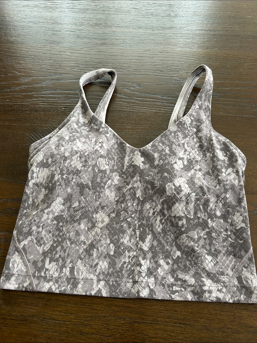 lululemon athletica Gray Printed V‑Neck Sports Bra Tank